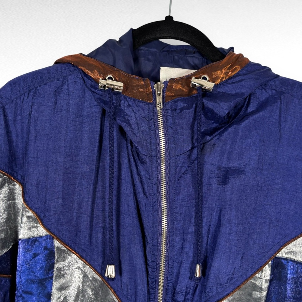 Men's Blue and Silver Hooded Jacket - Picture 10 of 10